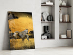 Zebras glass print enhancing a nursery with cinematic warmth