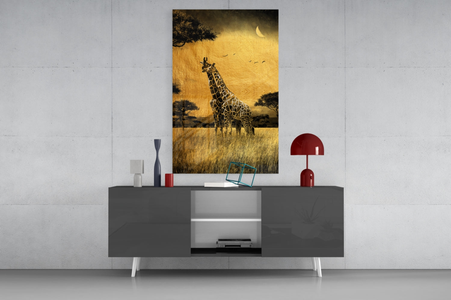 Giraffes Glass Wall Art.
