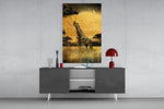 Giraffes panel catching directional light to reveal its tender warmth