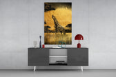 Giraffes panel catching directional light to reveal its tender warmth