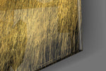 Giraffes artwork anchoring a wall with warm luxe palette