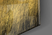 Giraffes artwork anchoring a wall with warm luxe palette