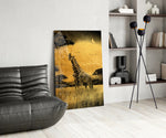 Giraffes panel adding editorial calm to a hallway
