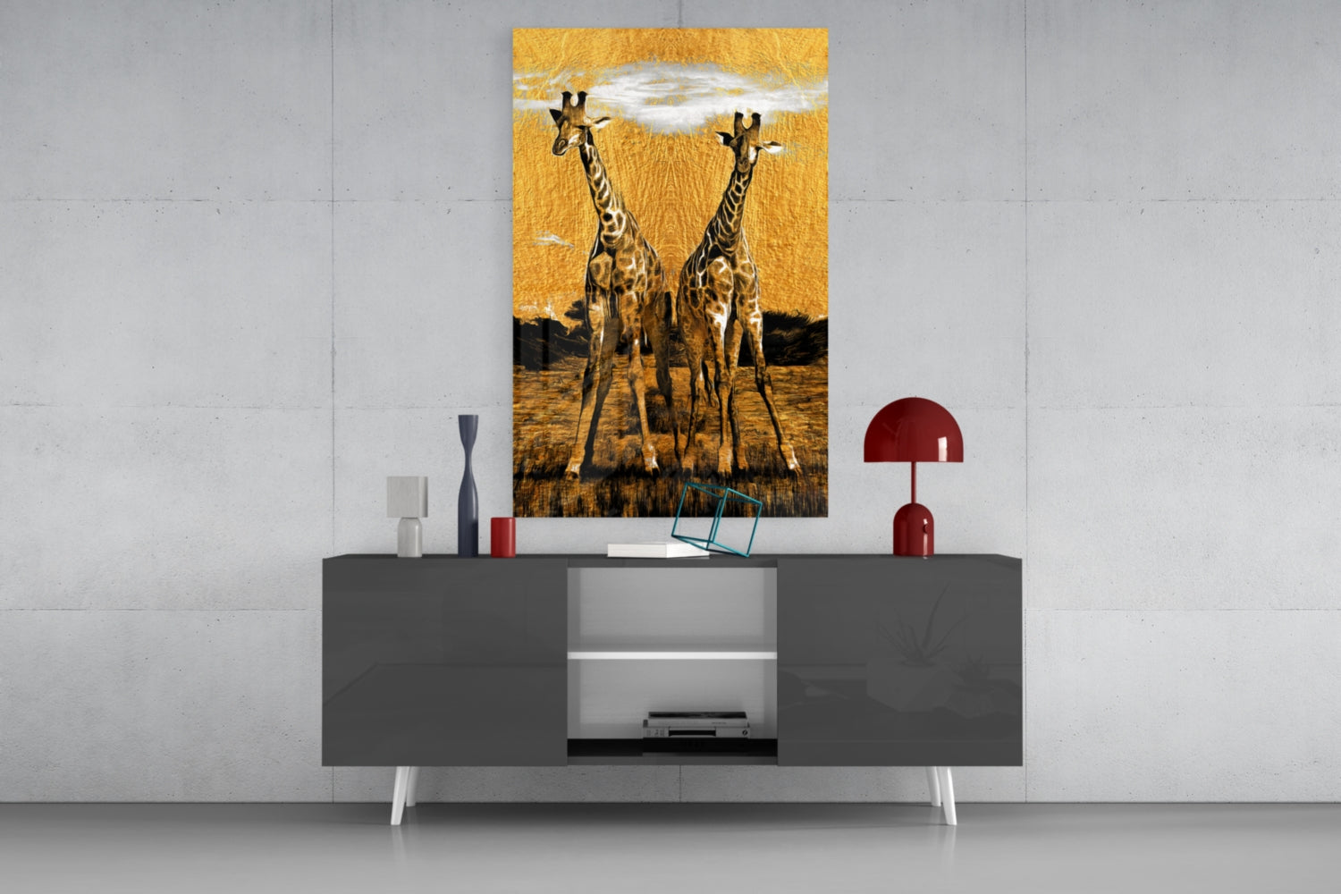 Giraffes Glass Wall Art.