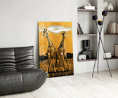 Giraffes panel adding editorial calm to a hallway