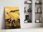 Giraffe glass print enhancing a nursery with cinematic warmth