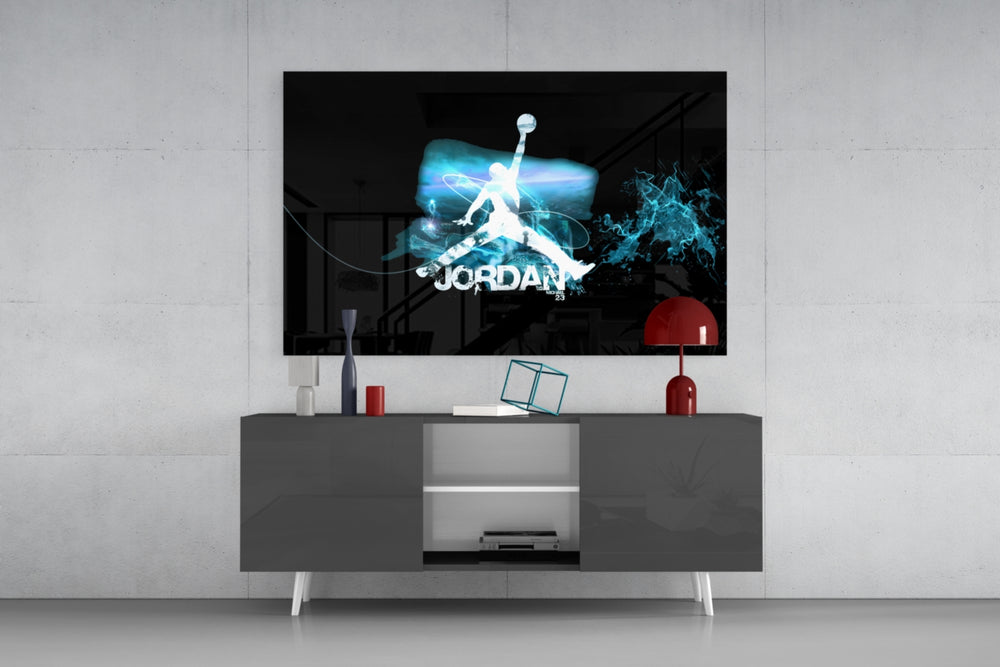 Michael Jordan panel catching screen glow to reveal its electric pulse