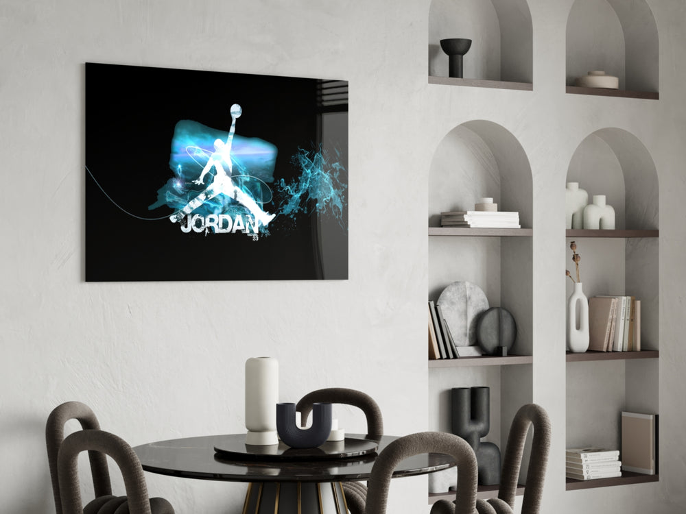 Michael Jordan panel adding editorial drama to a gaming room