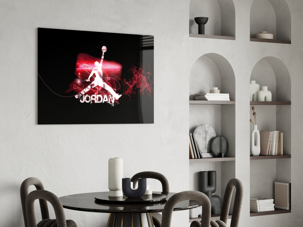Michael Jordan panel adding editorial drama to a gaming room