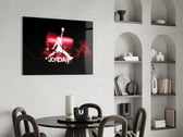 Michael Jordan panel adding editorial drama to a gaming room