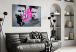 Fight Club Poster glass wall art styled above a desk in an office
