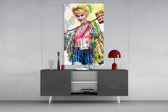 Harley Quinn panel catching directional light to reveal its electric mischief