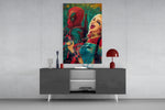Harley Quinn and Deadpool panel catching ambient light to reveal its mischievous drama