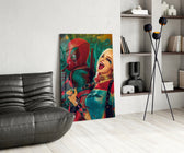 Harley Quinn and Deadpool panel adding editorial drama to a man cave