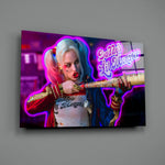 Neon-cinema panel bringing electric mischief to a contemporary teen lounge