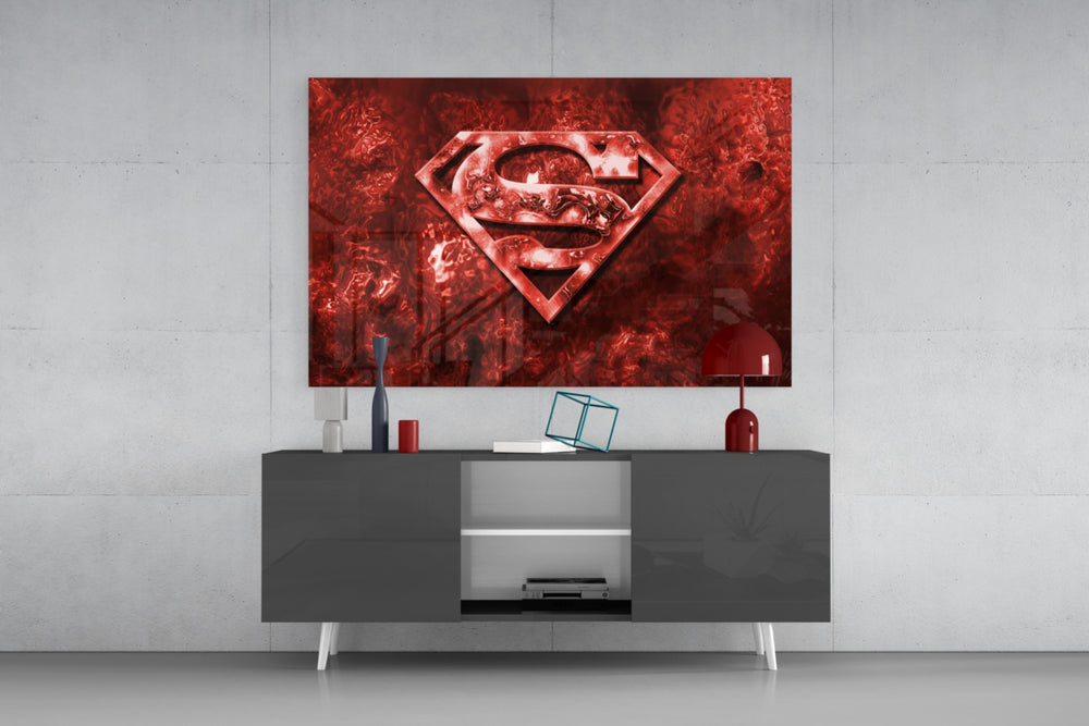 Superman panel catching directional light to reveal its iconic power