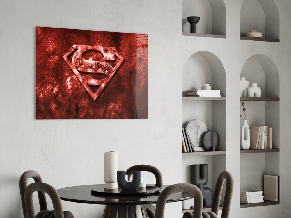 Superman panel adding editorial drama to a man cave