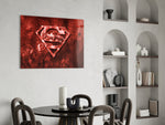 Superman panel adding editorial drama to a man cave