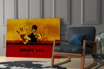 Bruce Lee glass print enhancing a teen lounge with cinematic mood
