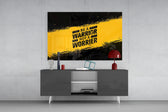 Be a Warrior panel catching directional light to reveal its athletic resolve