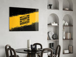 Be a Warrior panel adding editorial drive to a man cave