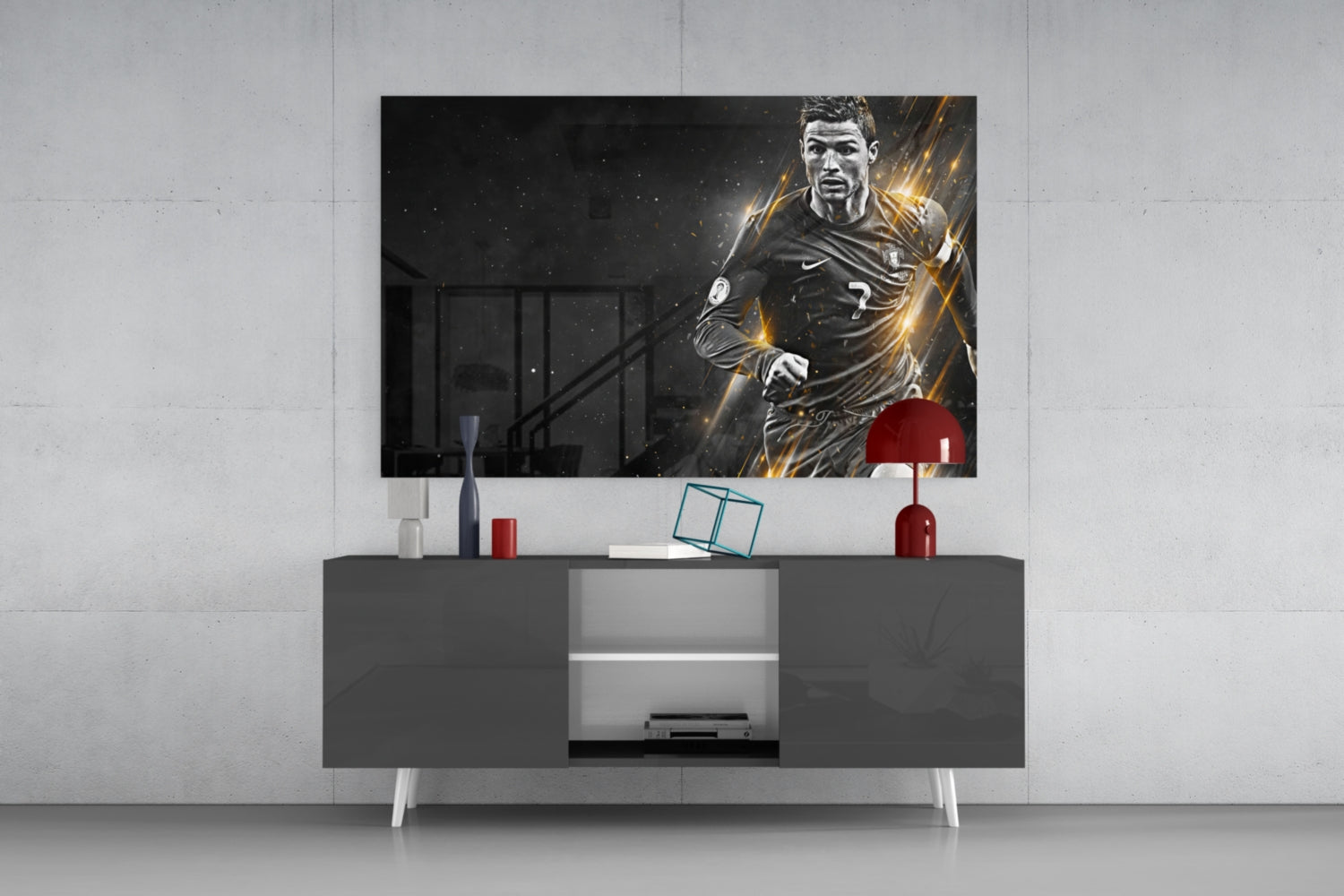Christiano Ronaldo Glass Wall Art.