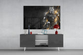 Christiano Ronaldo panel catching directional light to reveal its electric drive