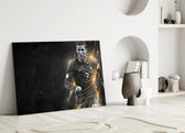 Christiano Ronaldo close-up showing Portugal 7 jersey through gold light streaks