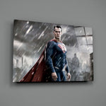 Cinematic-poster panel bringing heroic gravity to a contemporary man cave