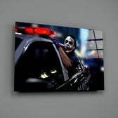 Cinematic-poster panel bringing menacing playfulness to a contemporary home theater