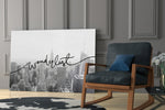 Wanderlust glass print enhancing a study with cinematic warmth