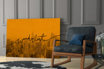 Wanderlust glass print enhancing a study with cinematic warmth