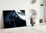 Batman Call close-up showing armored Dark Knight beneath bat-signal beam