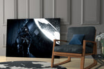 Batman Call glass print enhancing a teen lounge with cinematic mood