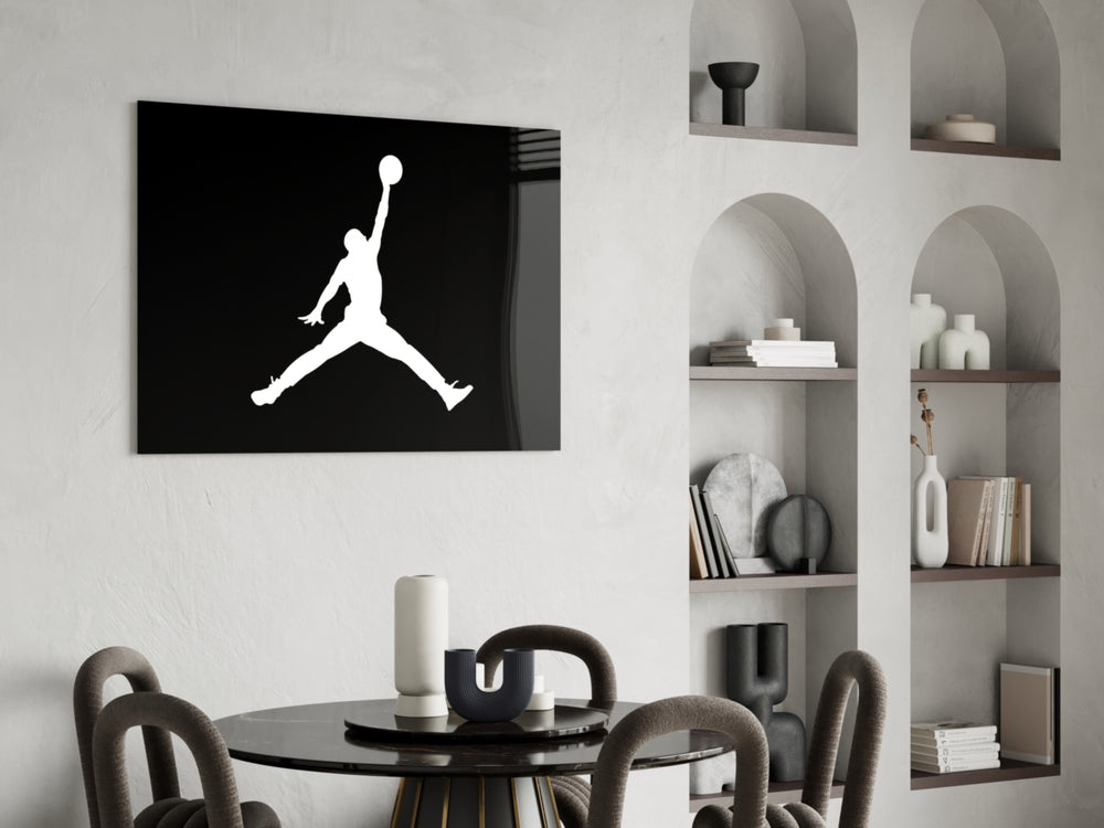 Air Jordan panel adding editorial drive to a teen lounge