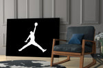 Air Jordan glass print enhancing a kids room with cinematic mood