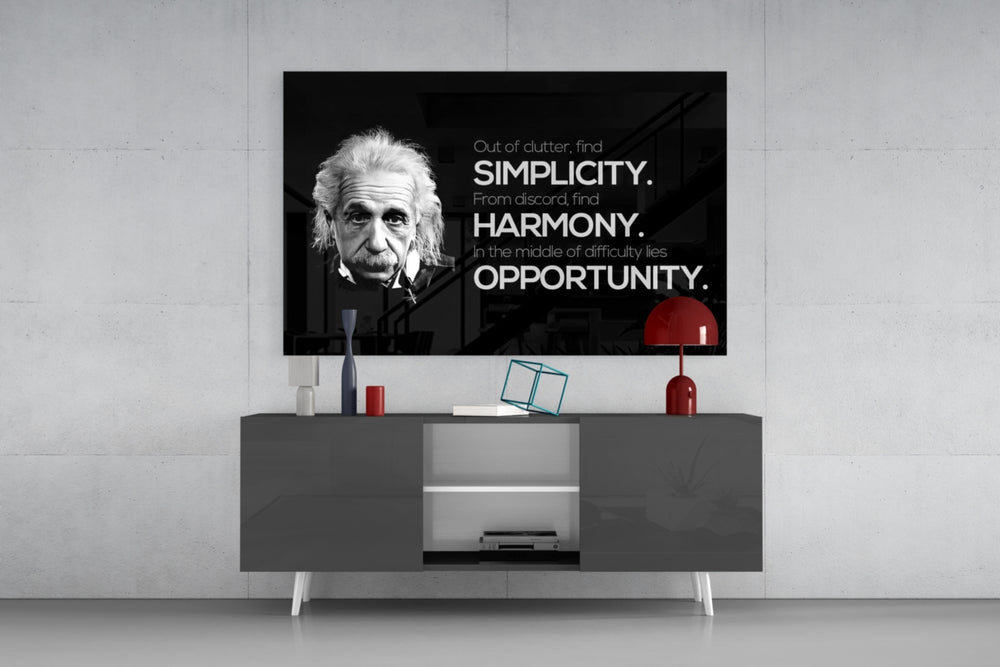 Einstein panel catching directional light to reveal its quiet wisdom
