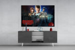 Stranger Things Poster panel catching screen glow to reveal its retro mystery