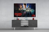 Stranger Things Poster panel catching screen glow to reveal its retro mystery