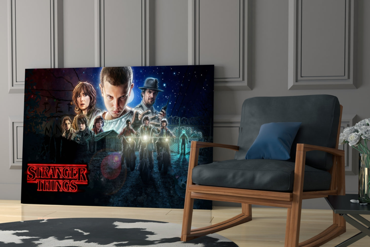 Stranger Things Poster Glass Wall Art.