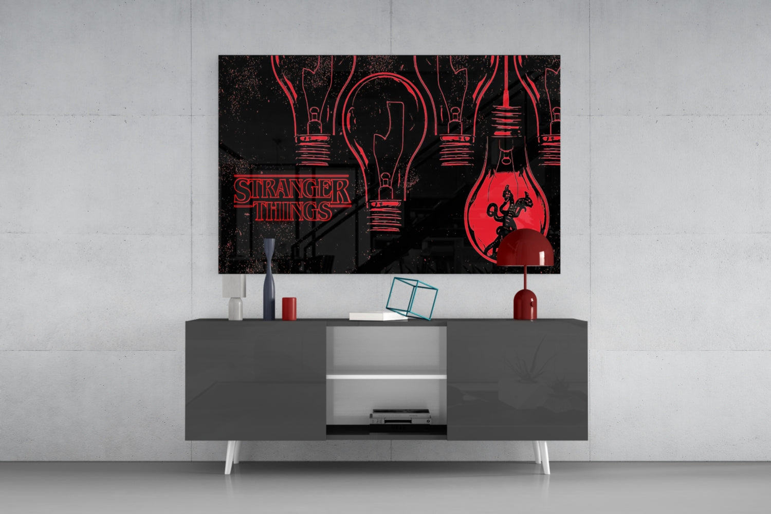 Stranger Things Poster Glass Wall Art.
