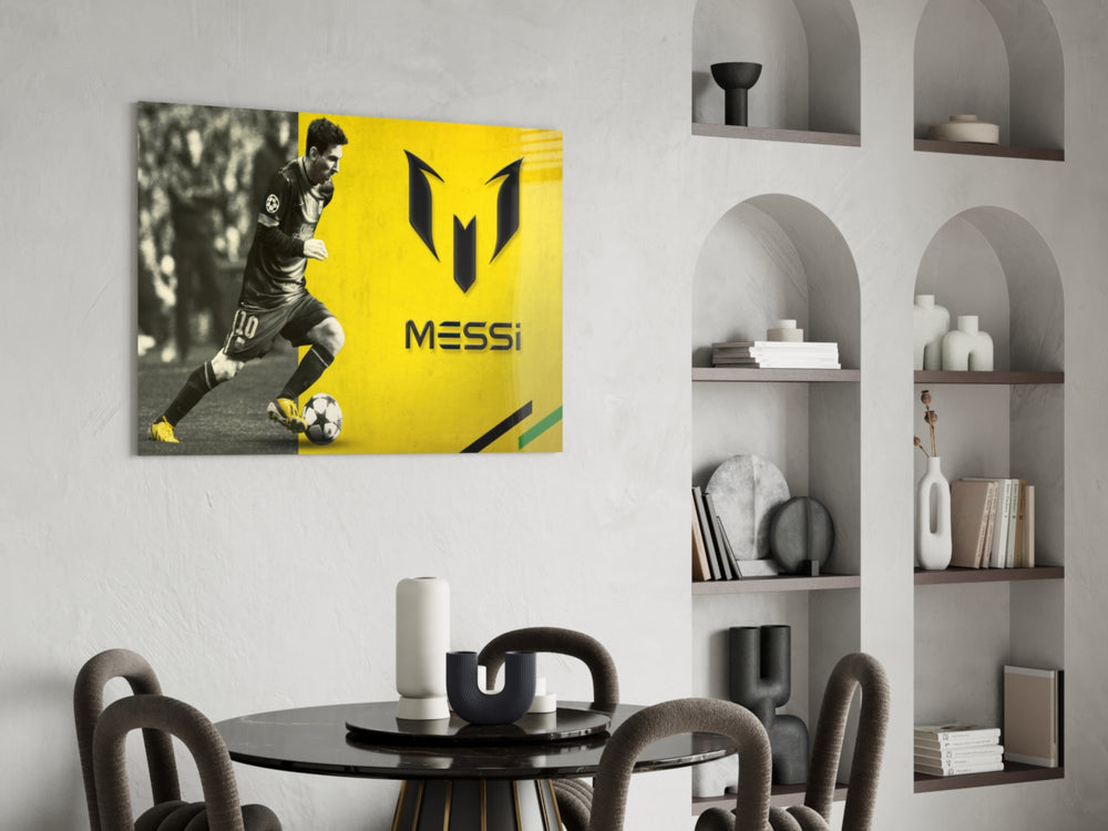 Messi panel adding editorial drive to a gaming room