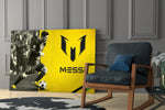 Messi glass print enhancing a study with cinematic mood