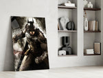 Batman glass print enhancing a teen lounge with cinematic mood