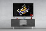 Los Angeles Lakers panel catching directional light to reveal its iconic momentum