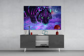 Tiger panel catching directional light to reveal its electric mystery