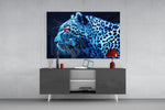 Leopard panel catching screen glow to reveal its electric mystery