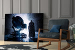 Batman Call glass print enhancing a teen lounge with cinematic mood
