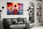 Stranger Things Poster glass wall art styled above a desk in a kids room