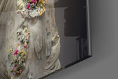 Abandoned Statue panel catching window light to reveal its mythic poise
